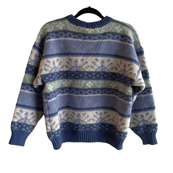 ICEWEAR Vintage Icelandic Crew Neck Long Sleeve Sweater Blue Cream L - Picture 3 of 7